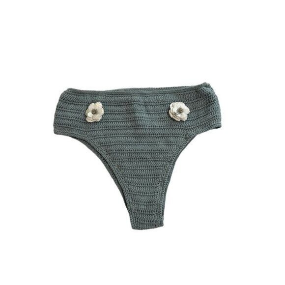 Maiyo Swim Crochet Bikini Bottoms in Blue - Picture 1 of 4